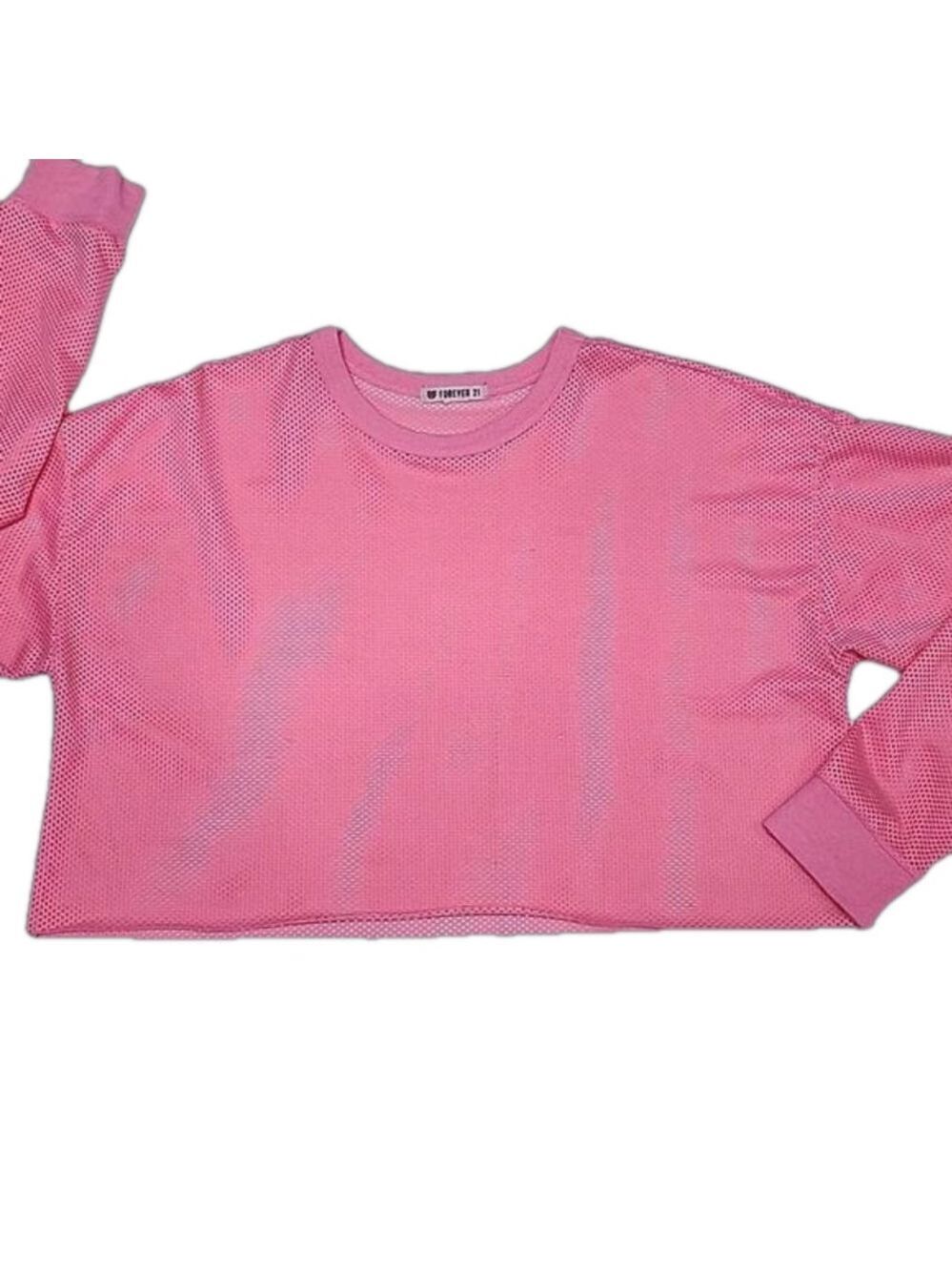 FOREVER 21 PINK MESH CROP TOP SIZE LARGE
